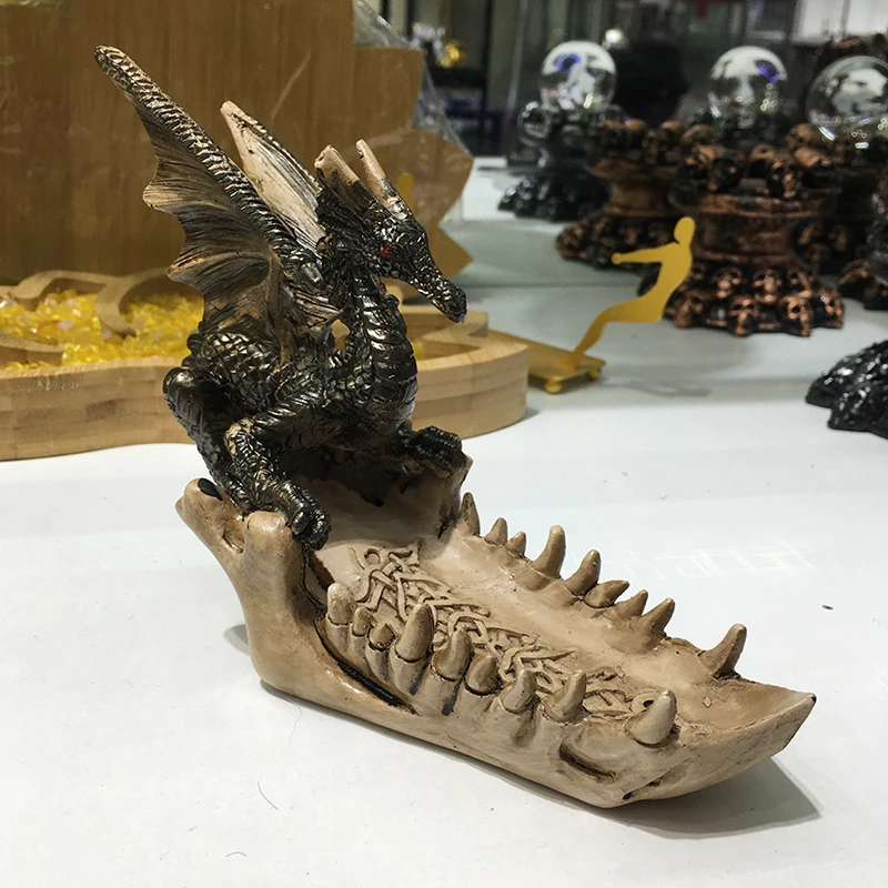 

1pc 3D Resin dragon skull ornament spherical object holder base Home Living Room Decoration Art Decoration
