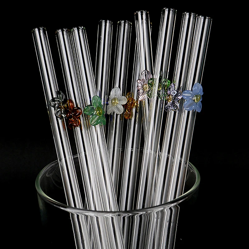 

Clear Glass Straws Reusable Transparent High Borosilicate Glass Drinking Straws Bar Accessory