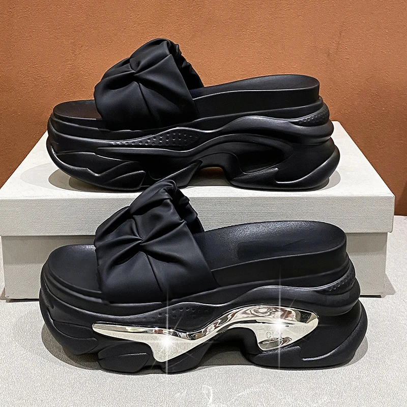 

Summer Women Slippers Flip-Flops Ladies Beach Bling Chunky Shoes Wedge Heels Sandals Woman High Platform Slippers 9CM