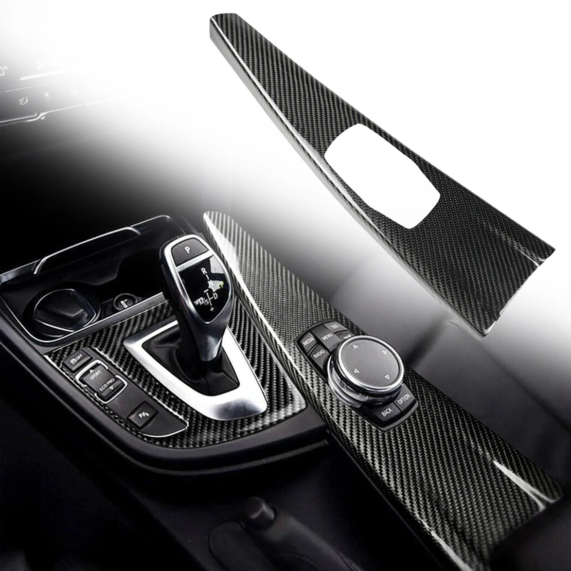 

Автомобильная центральная консоль, Мультимедийная панель, накладка, подходит для BMW 3 F30 F34 4 F33 F36 2014 2015 2016 2017 2018, черное углеродное волокно LHD