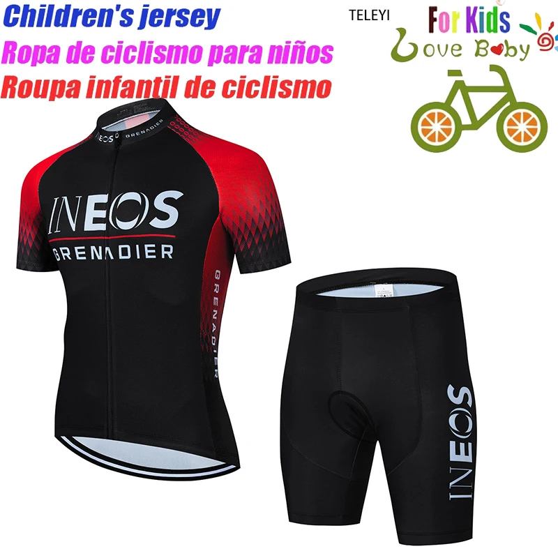 

Новинка 2023, детский дышащий комплект велосипедной майки INEOS с коротким рукавом, летняя одежда для мальчиков MTB Ropa Ciclismo, велосипедная одежда, ...