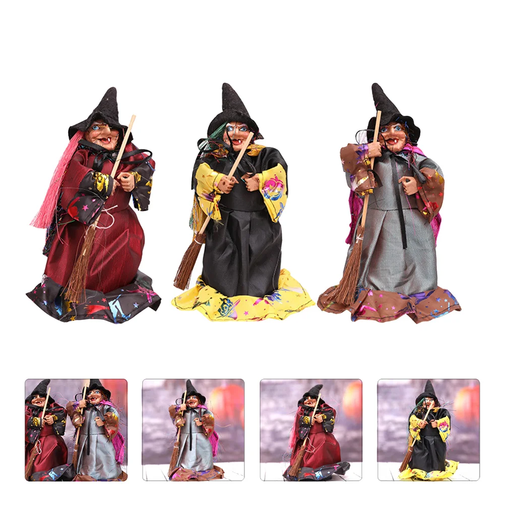 

House Broom Witch Outdoor Tabletop Decor Garden Decoration Wood Party Props