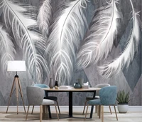 beibehang custom european white feather wallpapers for living room sofa background papel de parede 3d wallpaper home decor