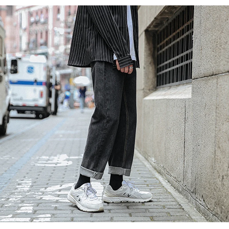 Men's Wear 2022 Autumn New Straight Loose Cylinder Jeans Vintage Versatile Comfortable Black Grey Broad Leg Harun Trousers Women