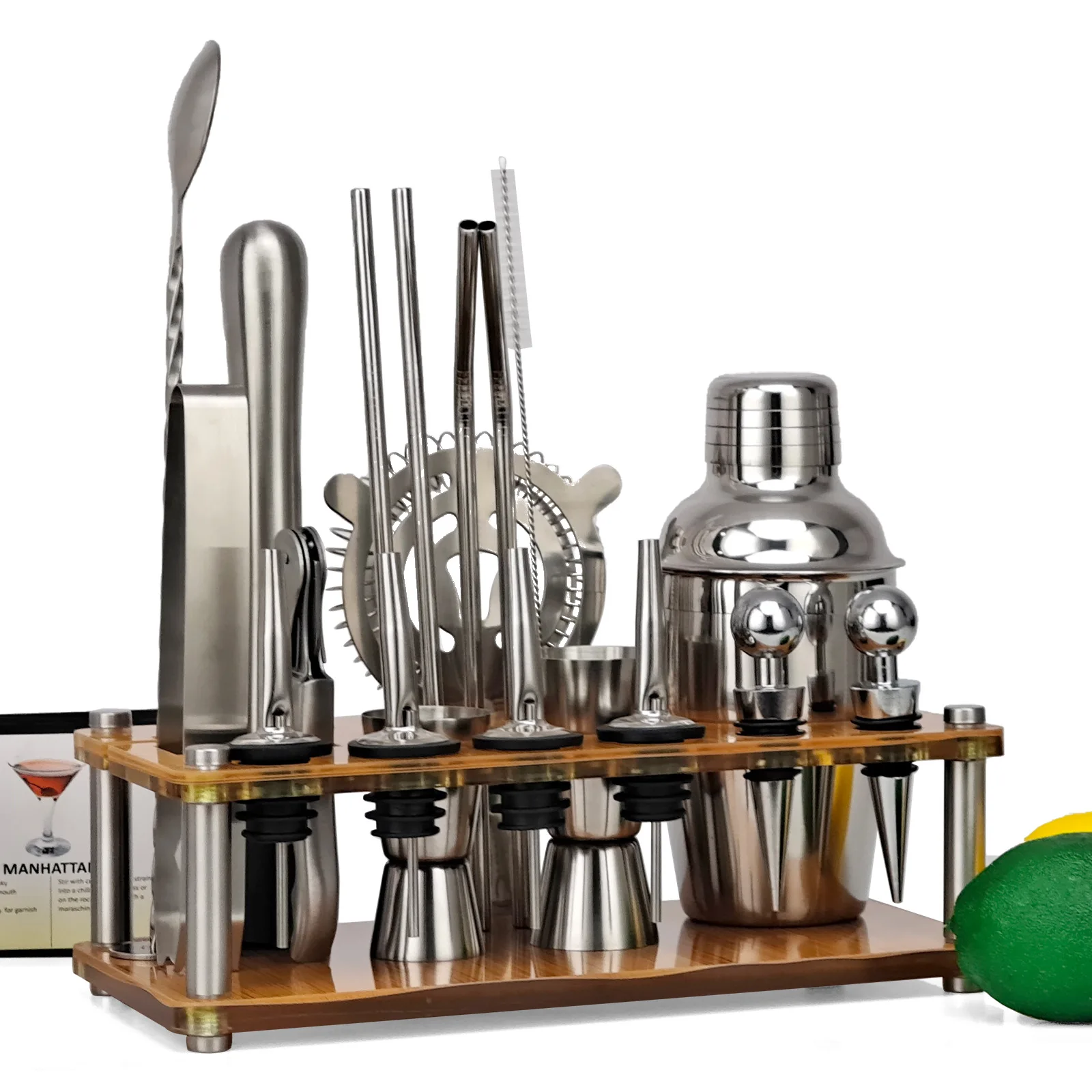 

21pcs 750/550ml Boston Cocktail Shaker Set Bartender Kit Tools Stainless Steel Martini Shaker Mixer Drink Bartender Cocktail Set