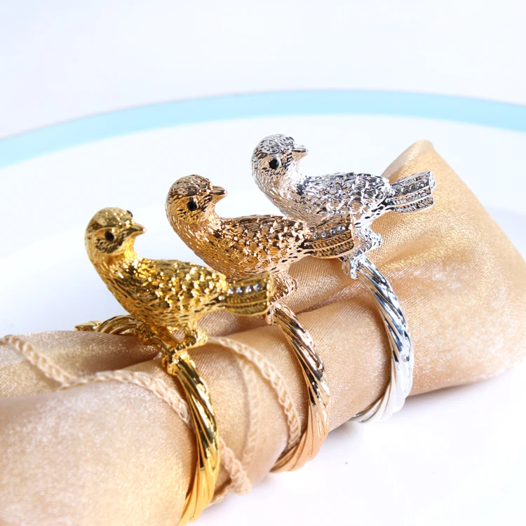 

10pcs Plated metal golden bird model room napkin buckle hotel napkin ring