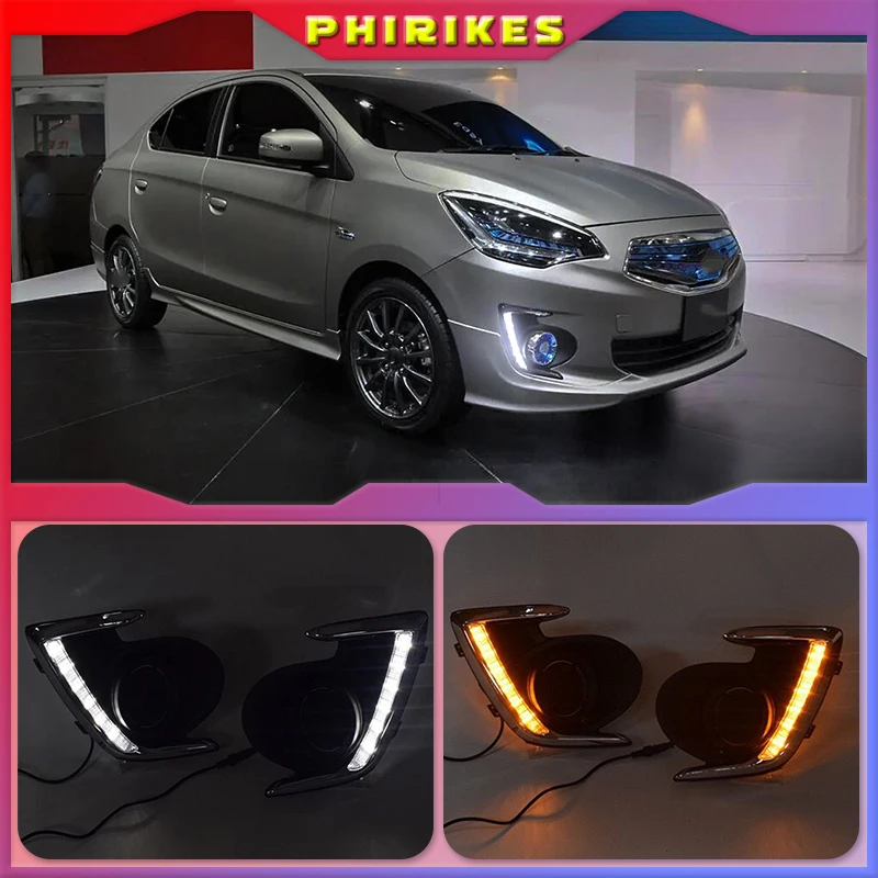 LED DRL Daylight Daytime Running Lights Front Fog Light Lamp for Mitsubishi Attrage Mirage G4 2012-2015