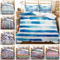 3 piece duvet cover set kingqueenfulltwin size blue horizontal stripe bedding set white watercolor striped quilt duvet cover