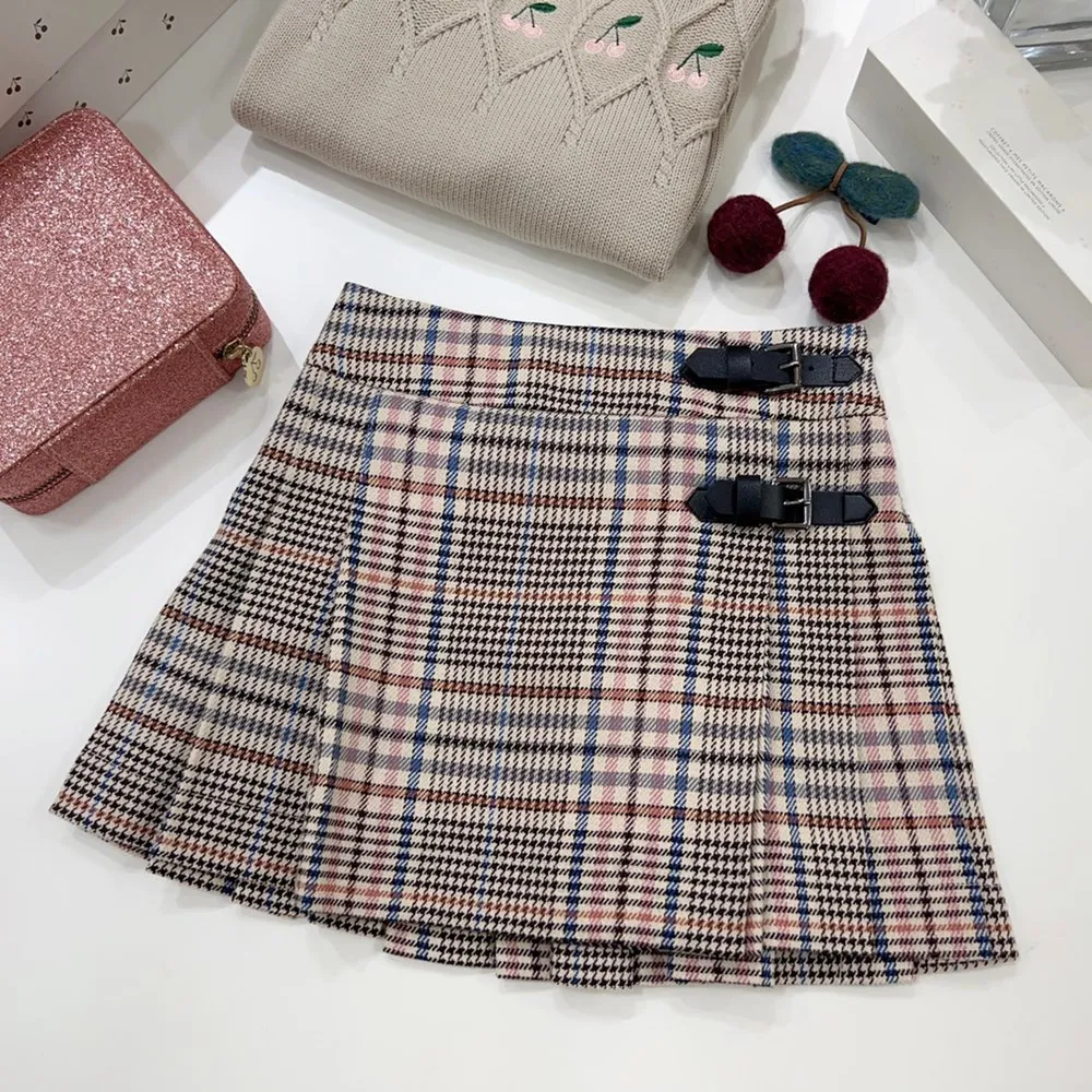 

Autumn Girls' Short Skirt versatile college style checkered pattern short skirt girls clothes