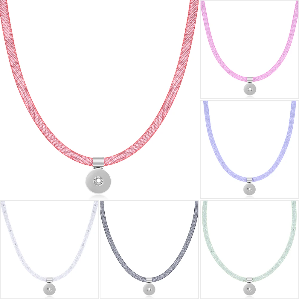 

10pcs/lot Wholesale 18mm Interchangeable Crystal Necklaces for Women DIY 6 Colors Magnet Clasp Ginger Snap Button Jewelry