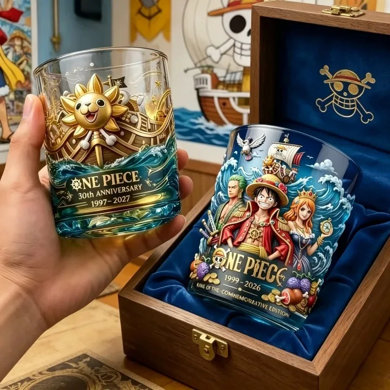 Фото НОВИНКА: Стеклянная кружка-термос для виски «One Piece» к 30-летию: Луффи, Тысяча Солнц, Нами. Подарок. №1