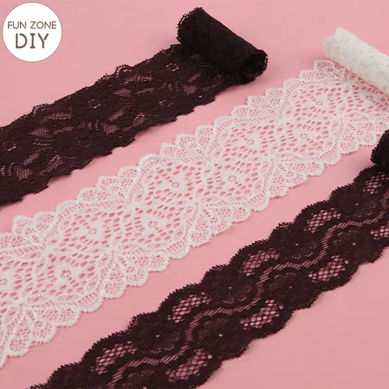 FZdiy стрейчевая черно-белая кружевная ткань Женская лента для упаковки подарков DIY