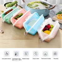 2022 kitchen silicone reusable food storage bag container collapsible vegetable fruit microwave heating lunch holder pouch organ