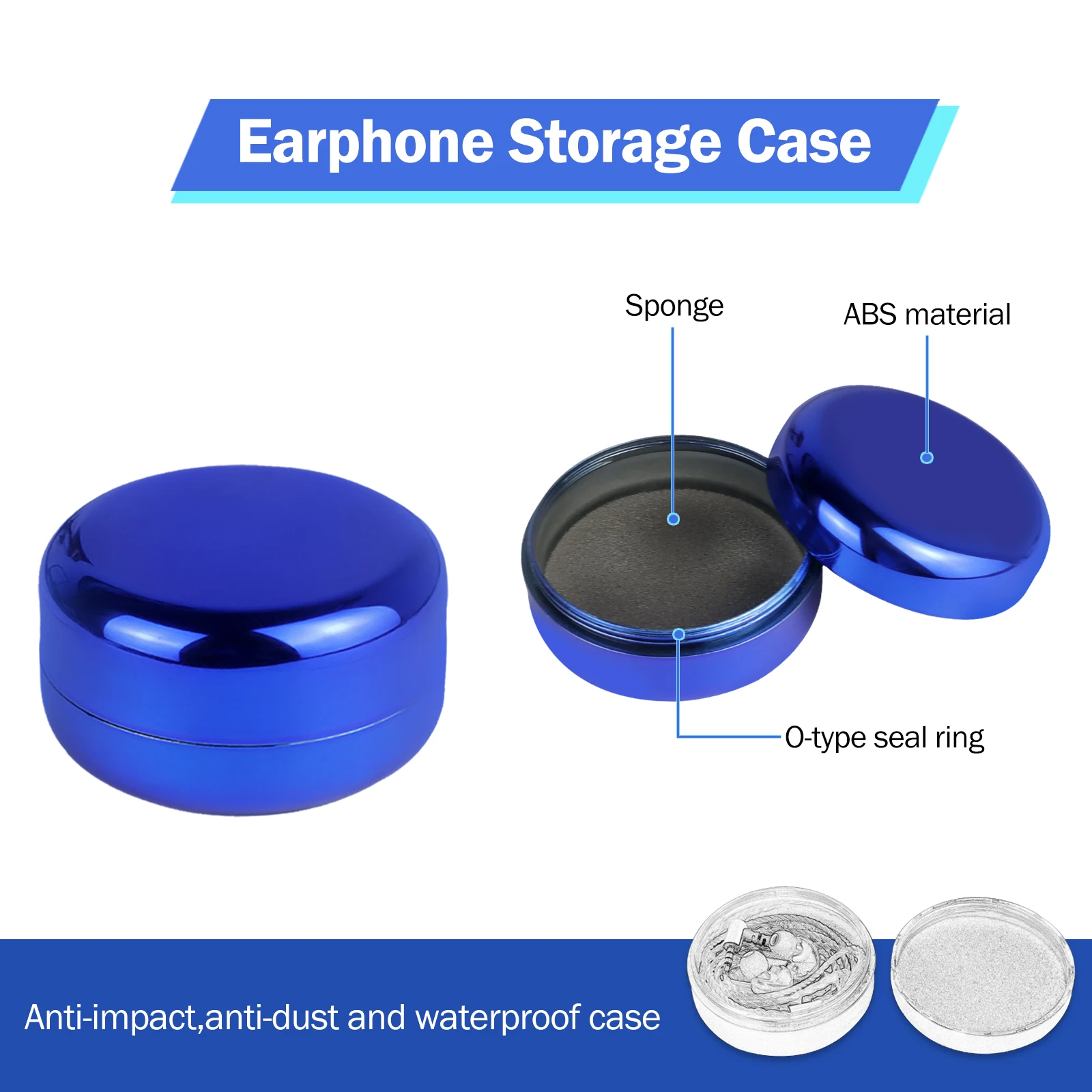 

OKCSC Waterproof Drop-proof Hard ABS Plating Earphones Carrying Protective Case Headphone Cable Organizer Accessories Box 1PC