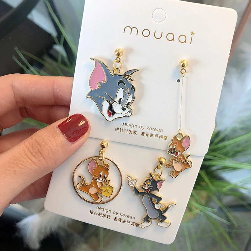 Серьги-гвоздики в стиле аниме Кот Том мышь 1 пара |