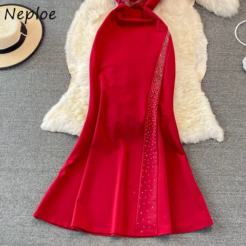 Модное сексуальное платье Neploe с косым воротником для женщин, без бретелек, без рукавов, для банкета, для хозяйки, платья Merimaid, легкие платья