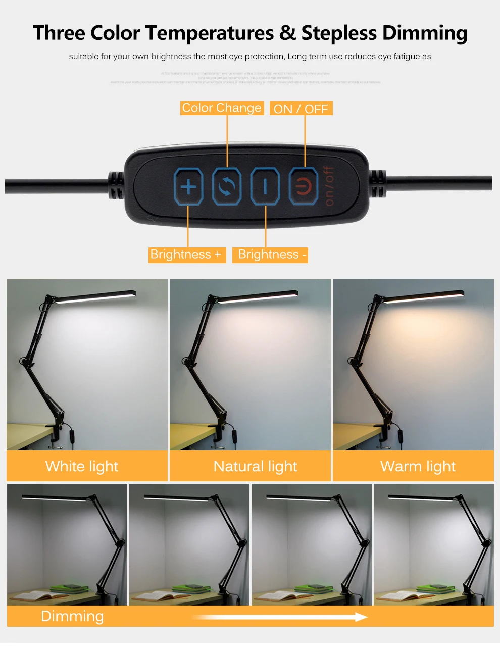 Светодиодсветодиодный Настольная лампа с настольным зажимом светильник