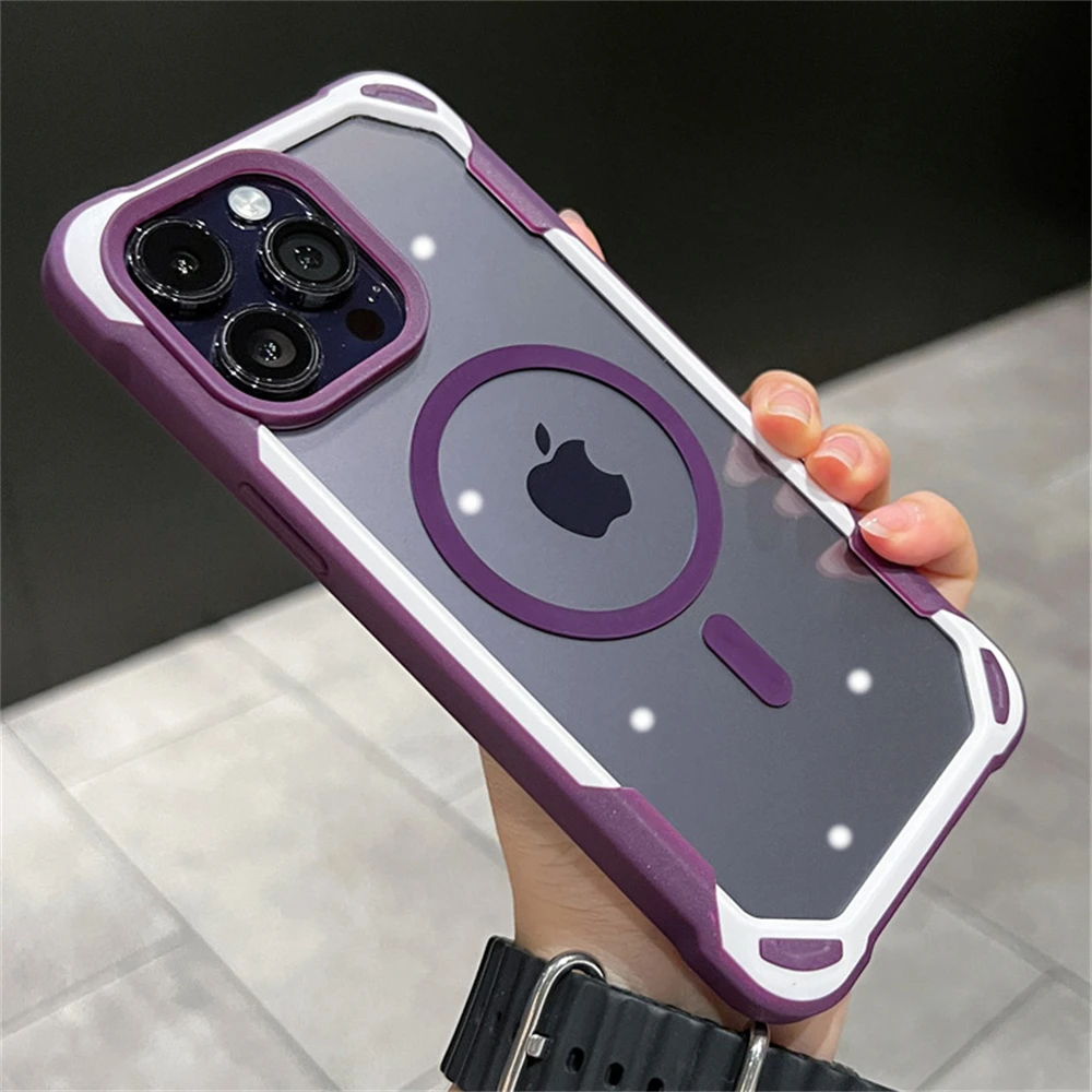 Прозрачный Магнитный чехол контрастных цветов для iPhone 15 14 13 12 11 Pro Max Plus Акриловый