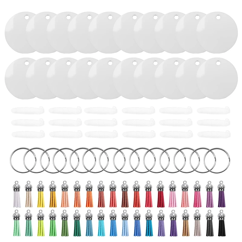 

50 комплектов пустых брелоков для ключей с сублимацией, Набор декоративных этикеток с 2-дюймовыми заготовками для брелоков с теплопередачей