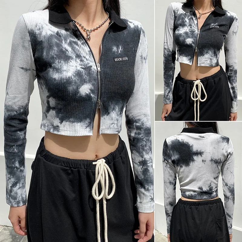 

Женский короткий кардиган на молнии, с длинным рукавом