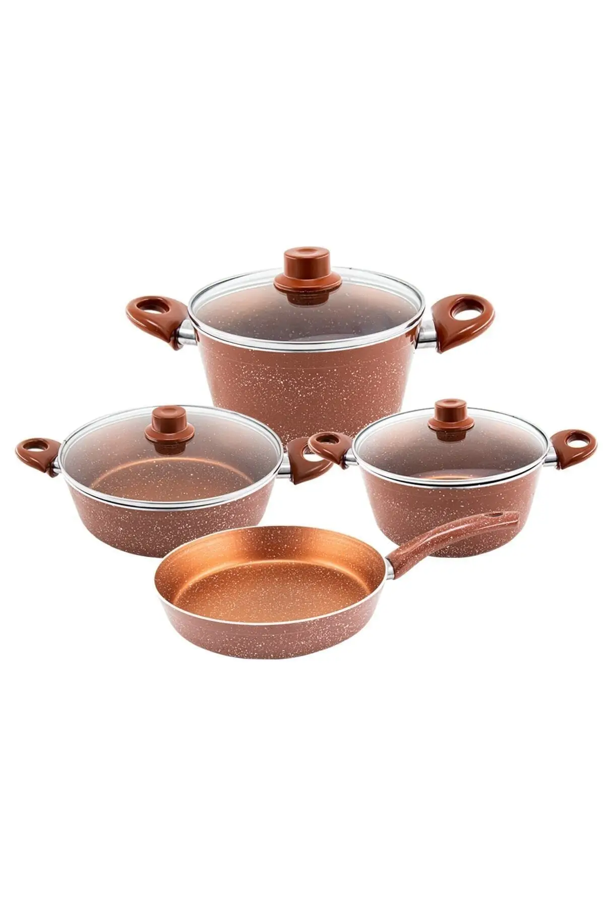 

Elita 7 Parça Brown Granite Cookware Frying Pan Takımı