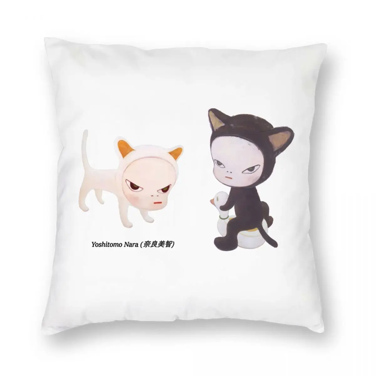 

Декоративная декоративная подушка Yoshitomo Nara с рисунком детской кошки, квадратная домашняя квадратная подушка 45x45 см