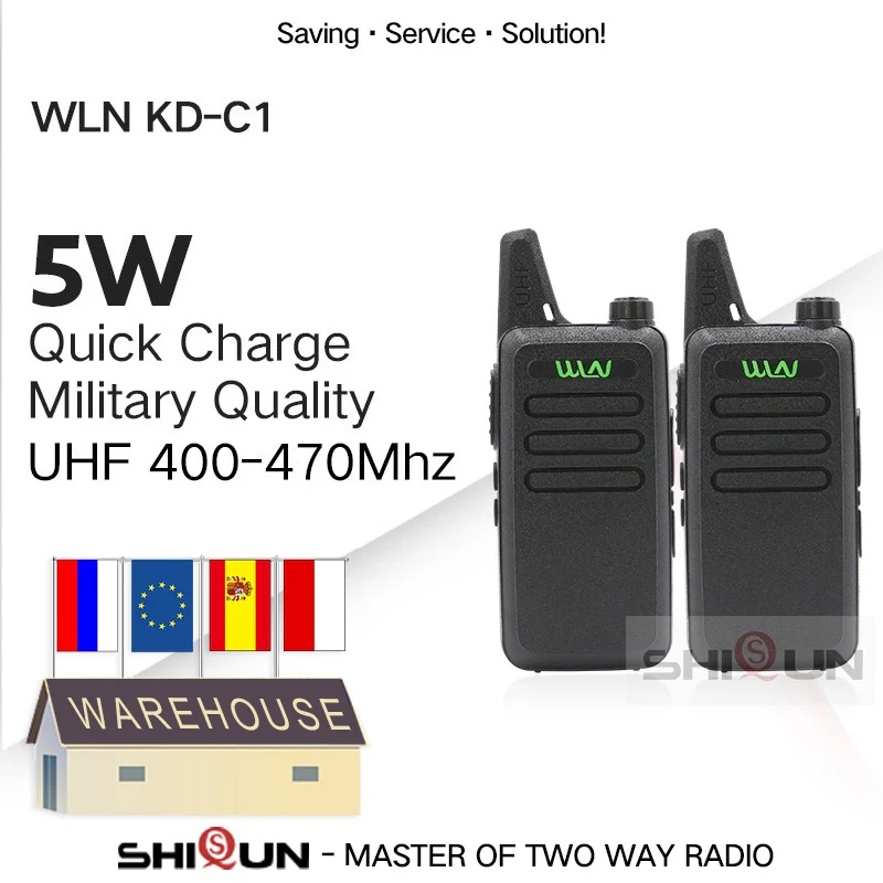 

2pcs WLN KD-C1 Mini Raios Walkie Talkie 5W UHF Handheld Two Way Radios RT22 WLN Radio 5W Mini Portable UHF 400-470Mhz USB