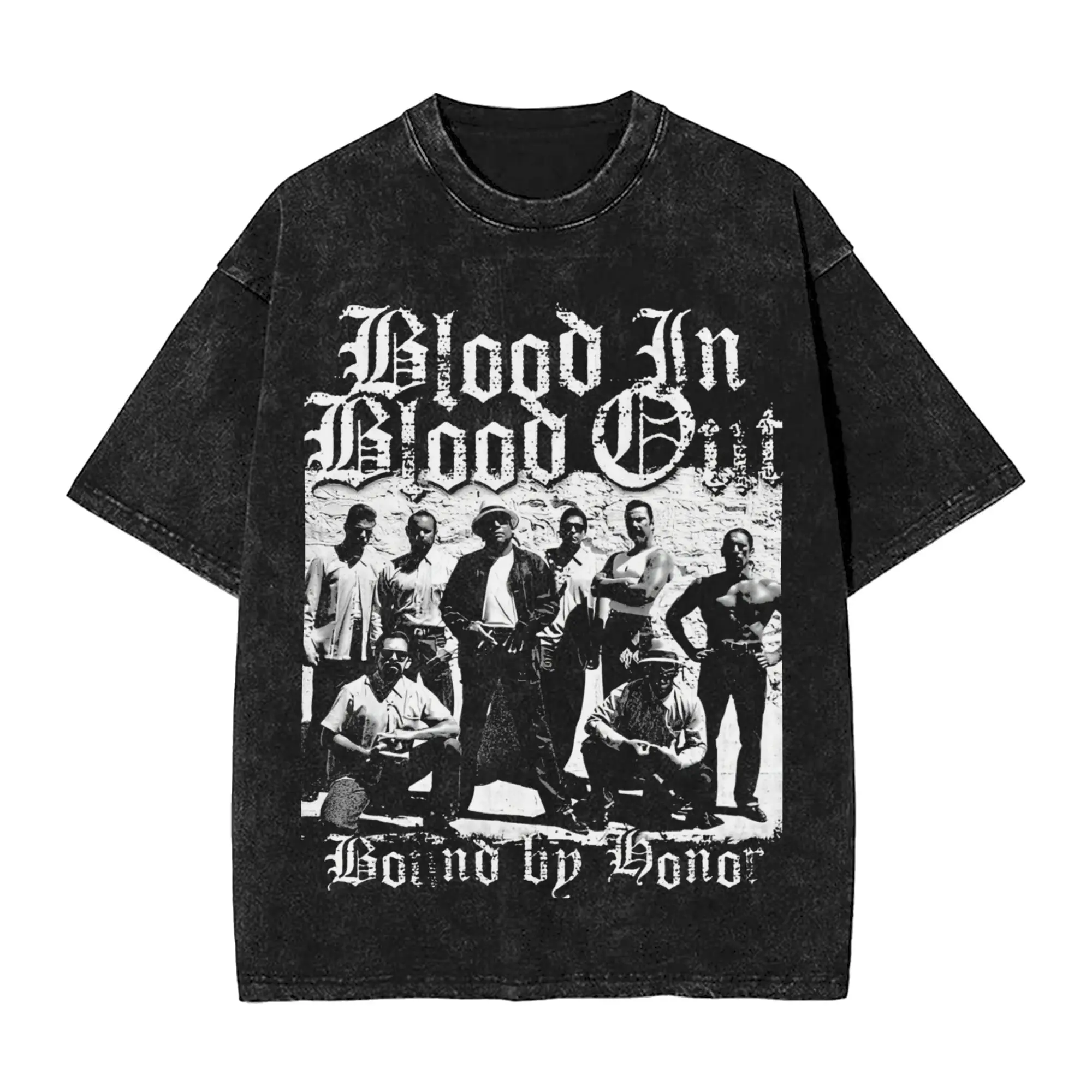 Фото Blood In Blood Out Vatos Locos Cult Футболка в стиле хип-хоп из стираного хлопка Oversize Футболка для мужчин и женщин Уличная одежда Летние топы Футболки №1