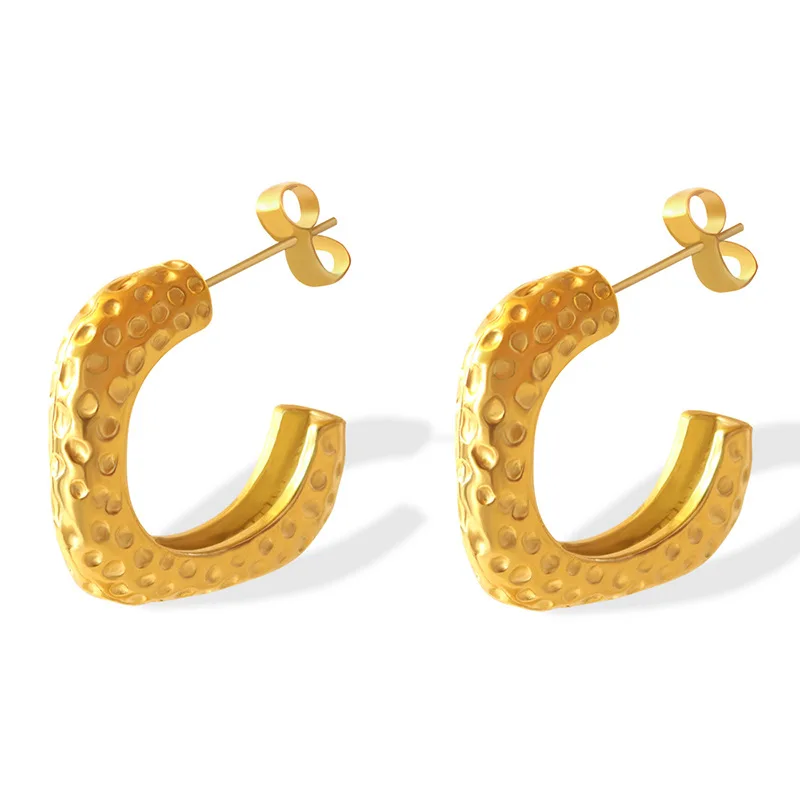 

Elegant Irregular C Shape Stud Earrings For Women Luxury Designs Jewelry Fashion Gold Color Stainless Steel Ear Cuff Aretes
