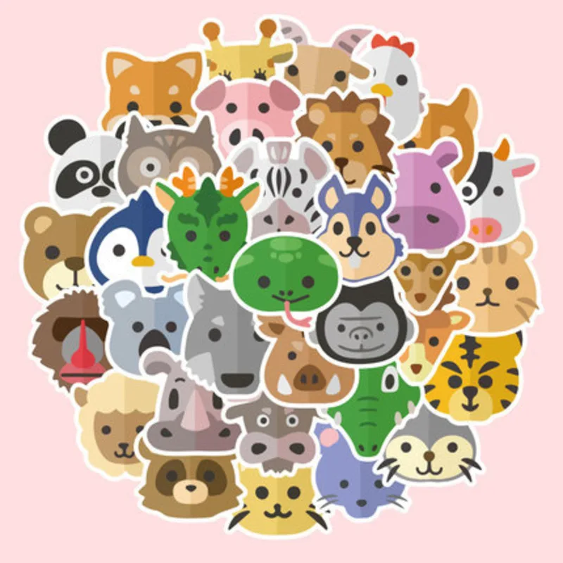 

40pcs Animal Head Graffiti Stickers Kindergarten Reward Sticker Hand Account Phone Laptop IPad Sticker DIY Classic Toy Decal