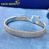 sace gems100 925 sterling silver full high carbon diamond 18k gold plated bracelet for women sparkling party fine jewelry gift