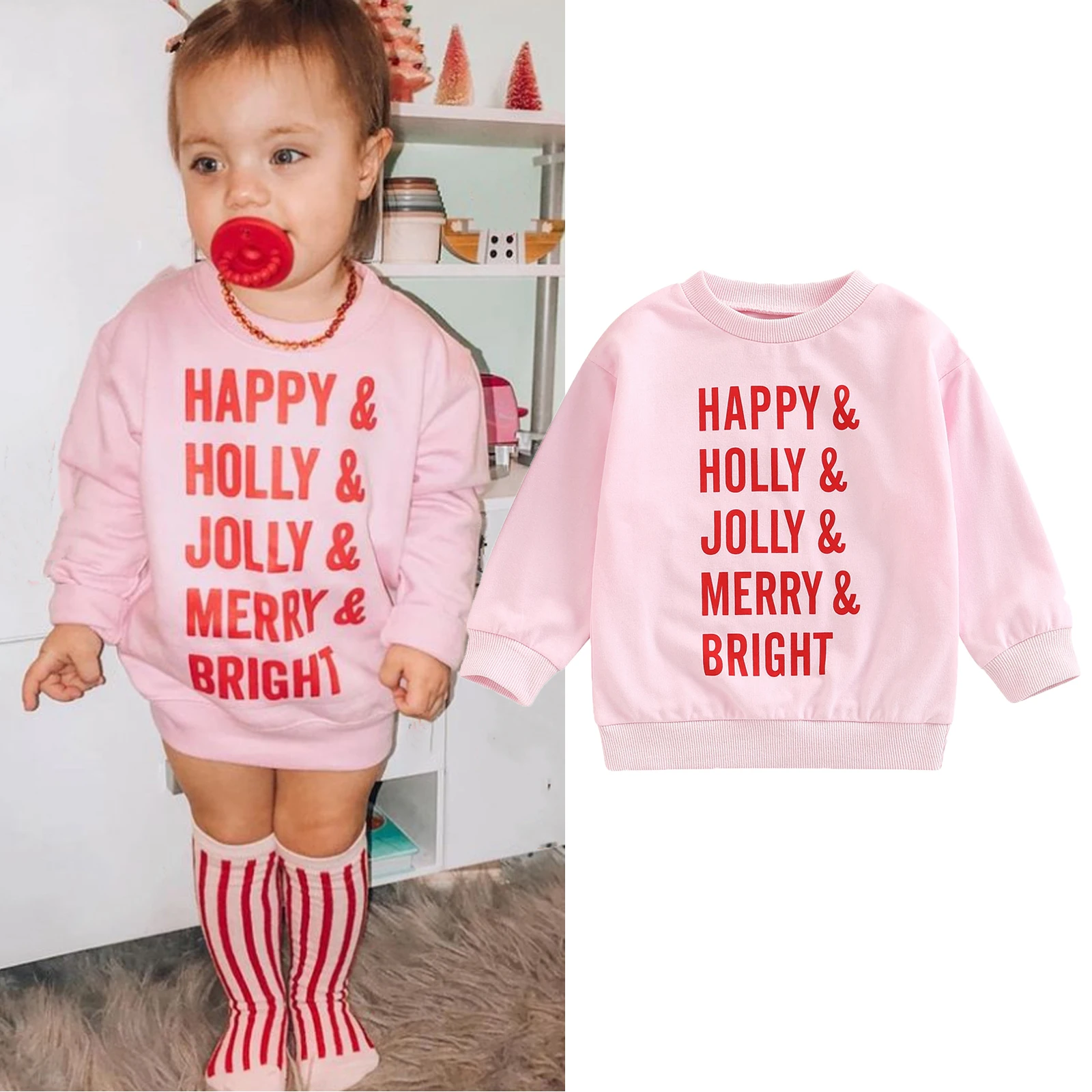 

2022-08-23 Lioraitiin 0-3Years Toddler Baby Girl Autumn Pullover Letter Print Long-Sleeved O-Neck Mid-Length Loose Sweatshirt