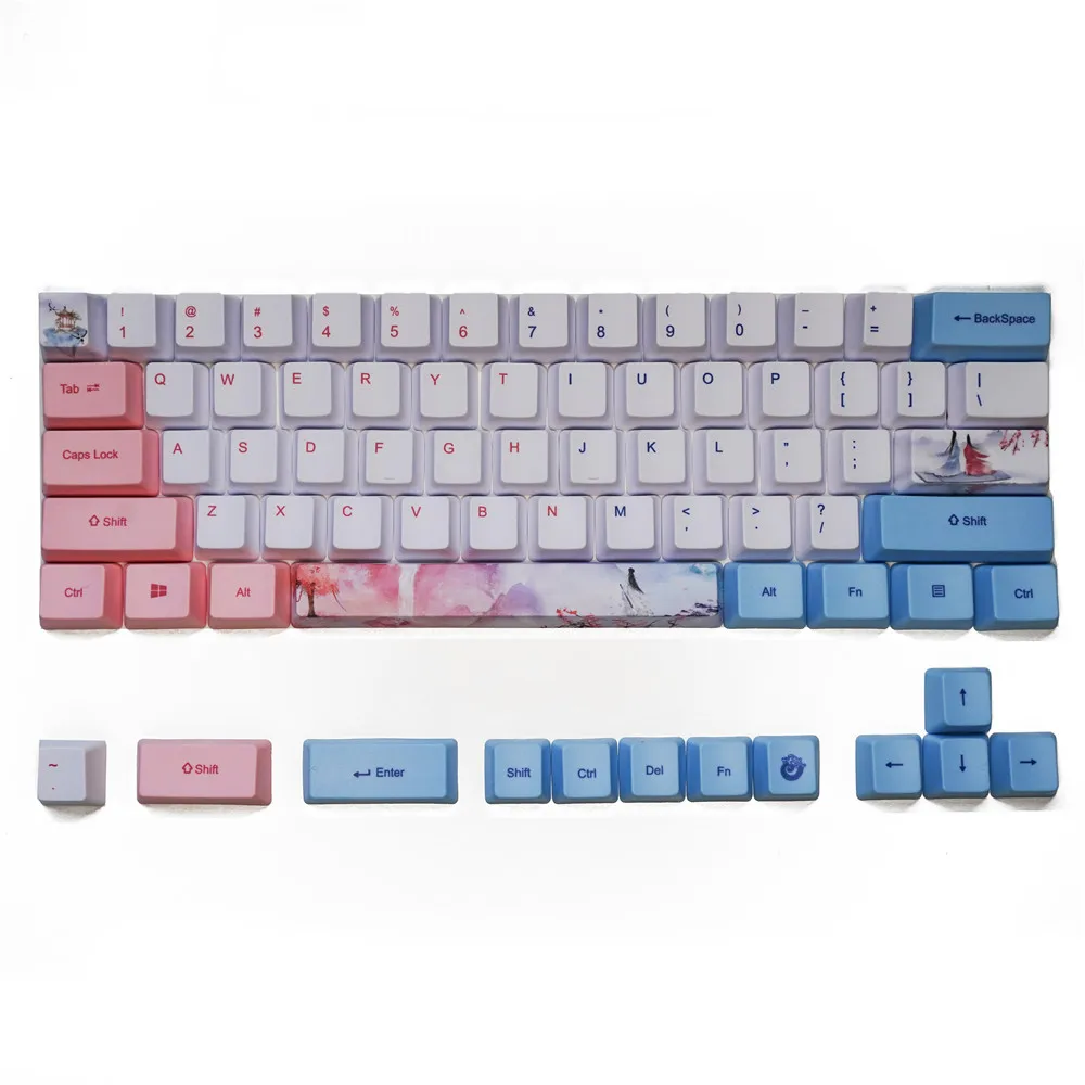 

DYE FETISH Mechanical Keyboard 60/64 Cute Keycaps PBT OEM Profile PBT Keycap For GH60 GK61 GK64 Girls Keyboard