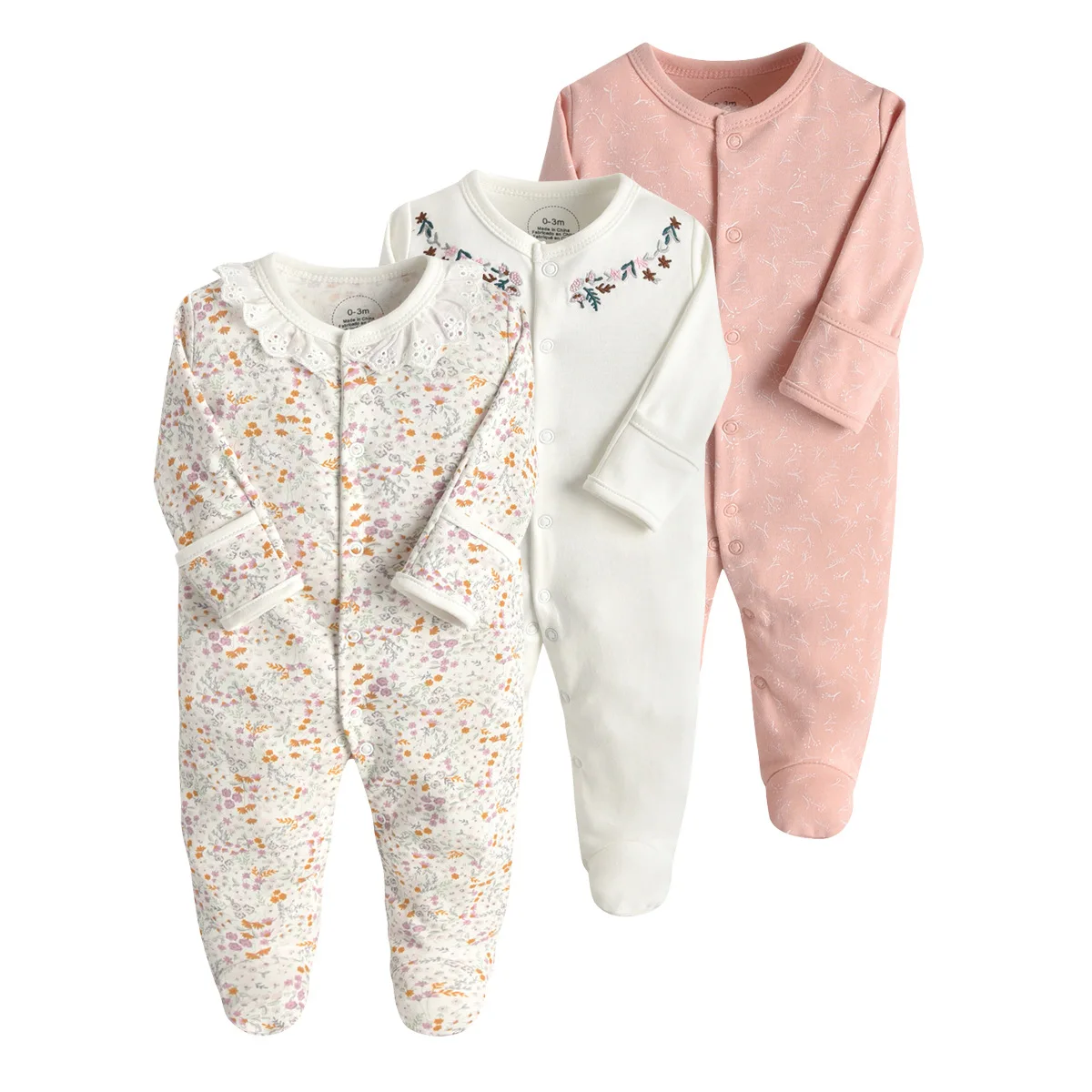 

3 Piece / Set 0-1 Year New Born Baby 100% Cotton Novelty Cartoon Print Long Sleeve Spring /Autumn Romper