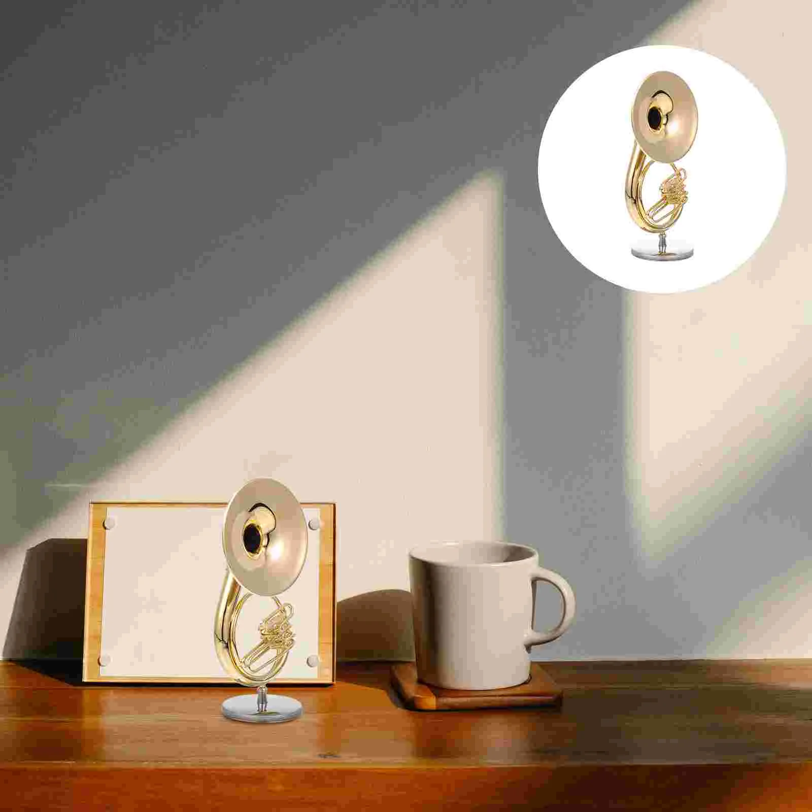 

Saxophone Musical Instrument Model Office Mini Toys Desktop 24k Gold Plated Copper Exquisite Sousaphone