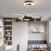 nordic helicopter pendant lights military theme resin remote control lamps for bedroom childrens room dimmable led chandeliers