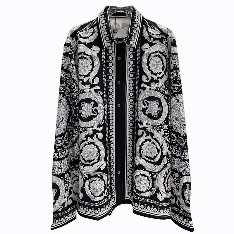 Роскошные Королевские винтажные рубашки Мужская одежда повседневная Полная