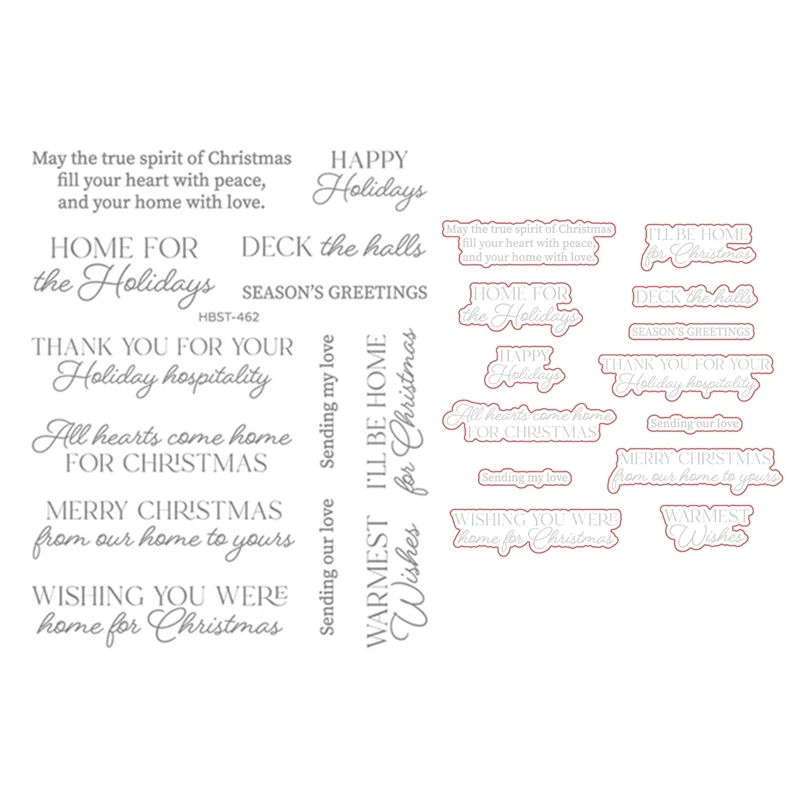 

HonB Christmas Home For The Holidays Clear Stamps Cutting Dies for New October 2022 Scrapbooking Paper Making Bee Frame Craft