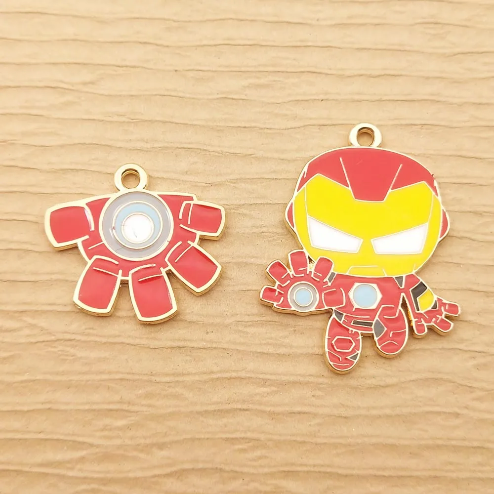 

10pcs Super Hero Charm Enamel Movie Pendant Fashion Jewelry Accessories Keychain Necklace Supplies Gold Plated