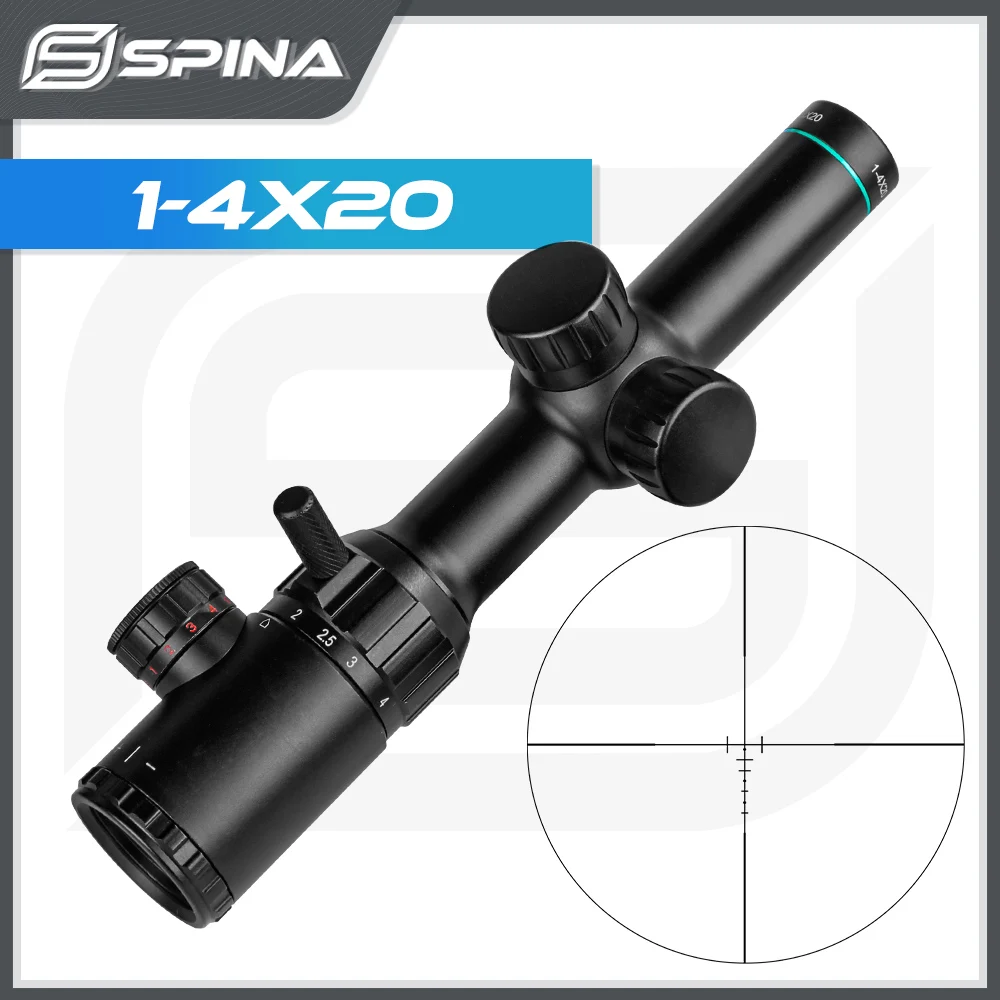 SPINA OPTICS Tactical Optical Sight Scopes 1-4X20 Riflescope Reticle Scope Rifle Hunting Red Green Illuminated with Sight Mount