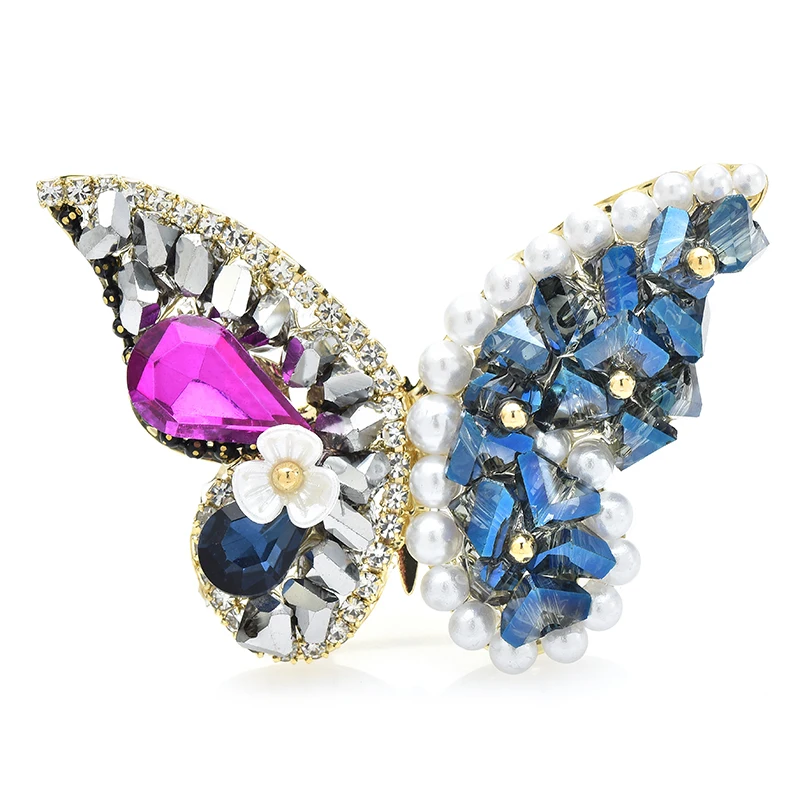 

Wuli&baby Handmade Pretty Butterfly Brooches For Women Unisex 2-color Crystal Shining Insects Party Office Brooch Pin Gifts