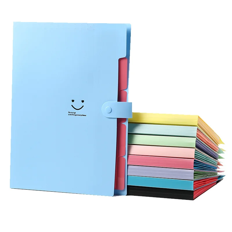 

1 Pcs A4 Organ Bag Information Folder Multilayer Large Capacity Button Stationery Cute Candy Color School Supplies Folder Inform