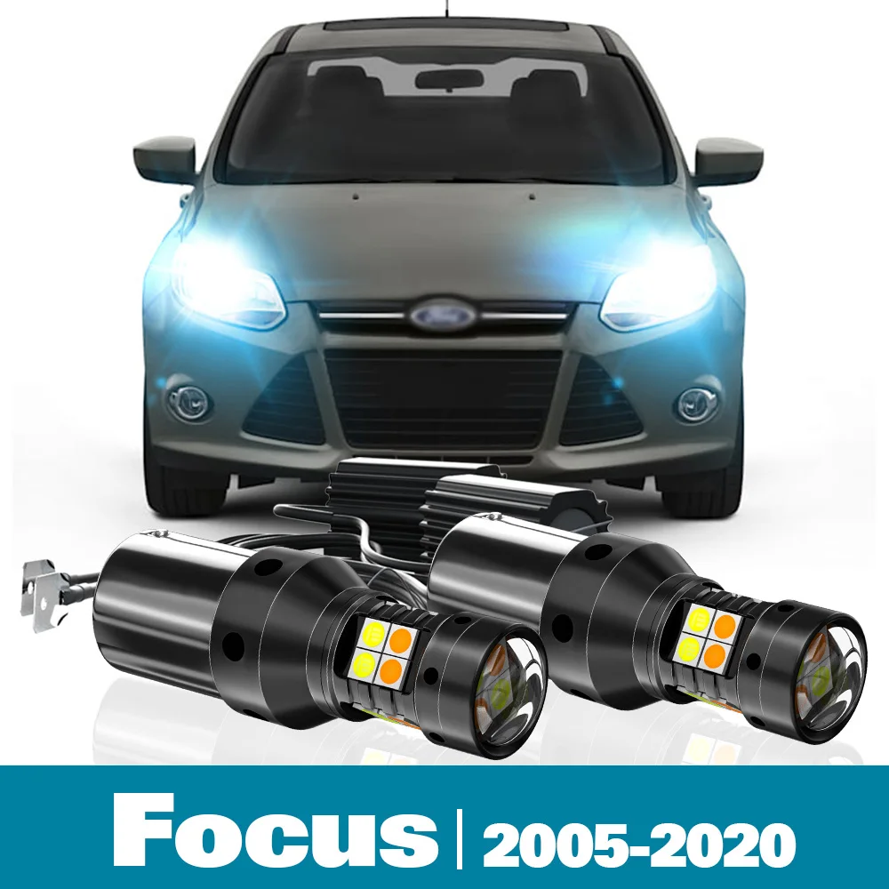 

2x LED Dual Mode Turn Signal+Daytime Running Light DRL For Ford Focus 2 3 4 Accessories 2005-2020 2011 2012 2013 2014 2015 2016