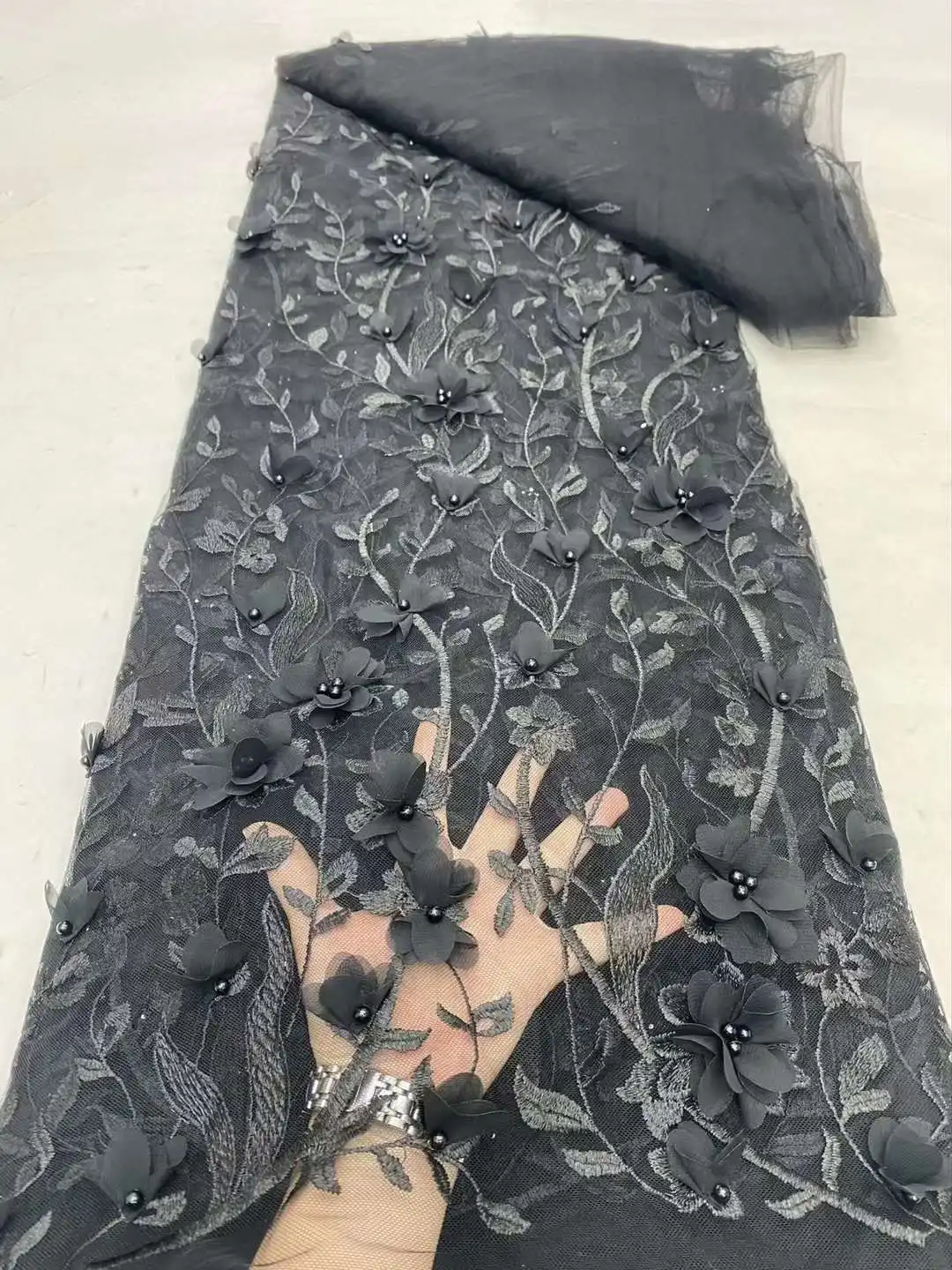 Французская Тюлевая кружевная ткань 2024 Высококачественная африканская с 3D