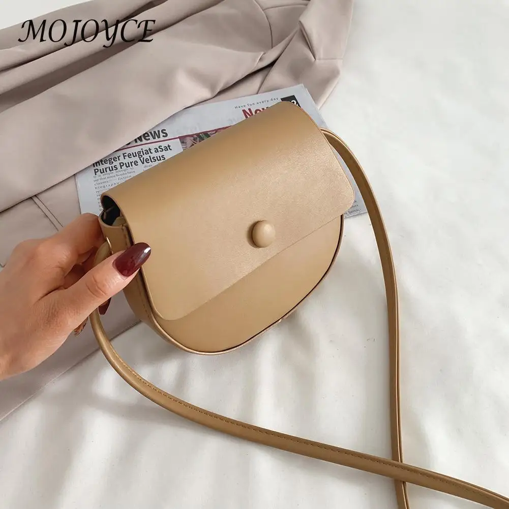 

Fashion Solid Color Saddle Bag Flap PU Leather Women Shoulder Crossbody Bags Casual Lady Female Travel Messenger Satchel Purse