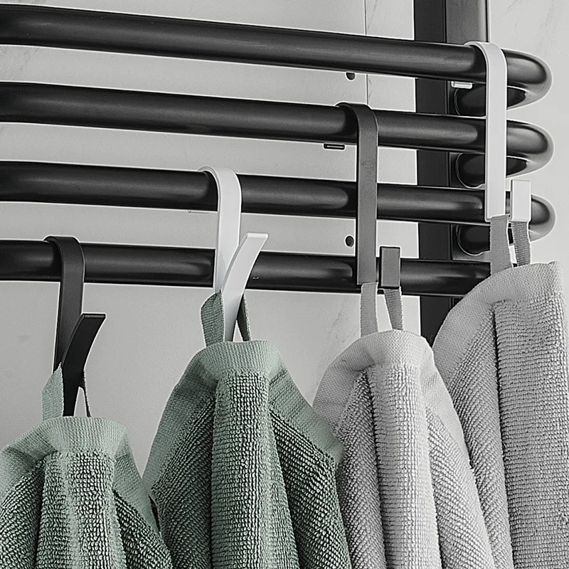 

4pcs Wall Mounted No Punching Towel Hooks Kitchen Accessories Tissue Rack Into the Door Bathroom Supplies