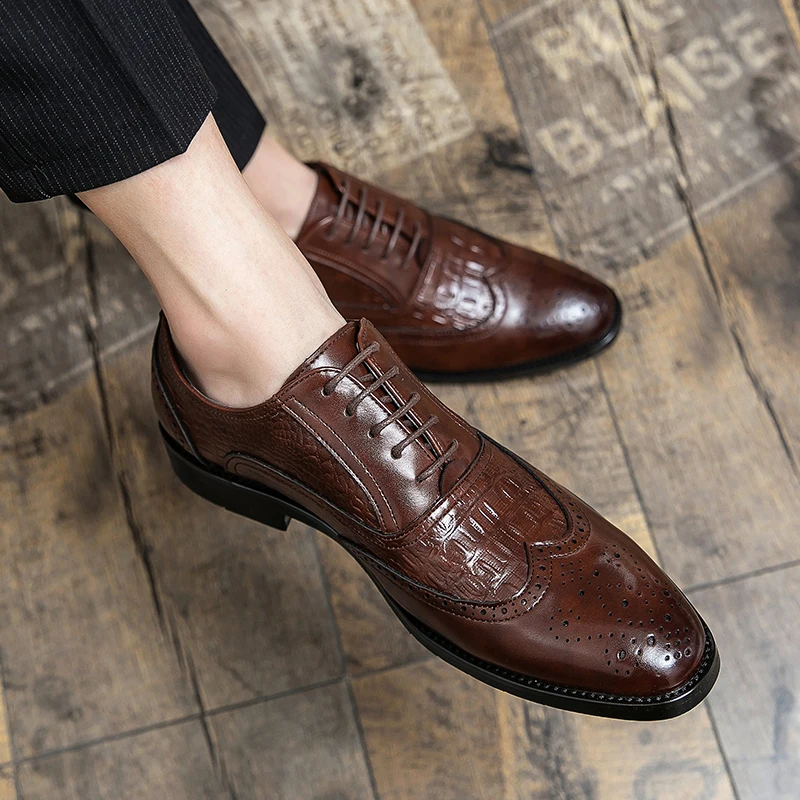 

Мужские классические туфли, мужские Весенние Свадебные модные офисные высококачественные кожаные удобные деловые мужские официальные туф...