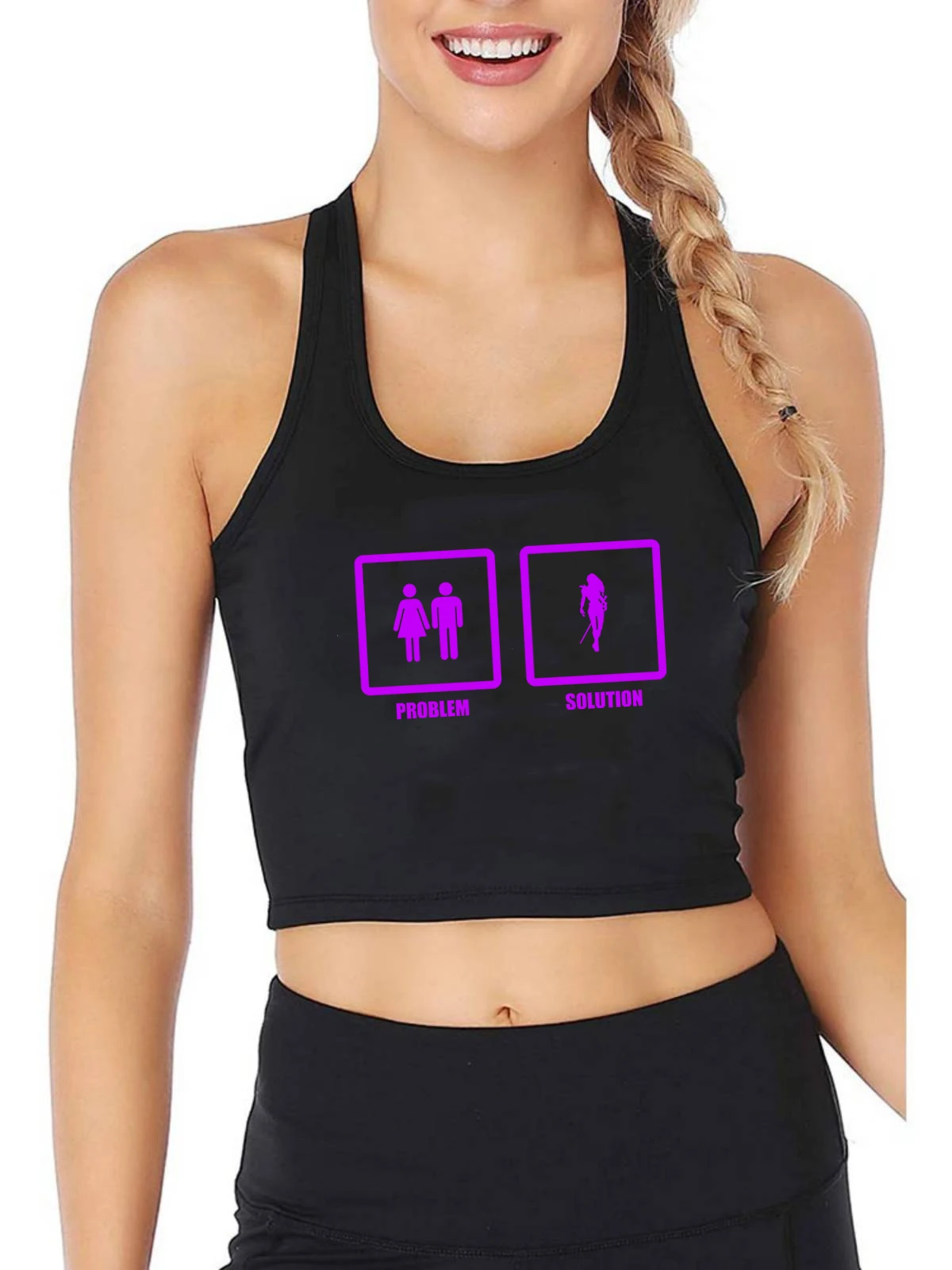 

Problem Solved Cosplaying Design Breathable Slim Fit Tank Top Cosplayer Gift Crop Tops Women's Yoga Sport Vest