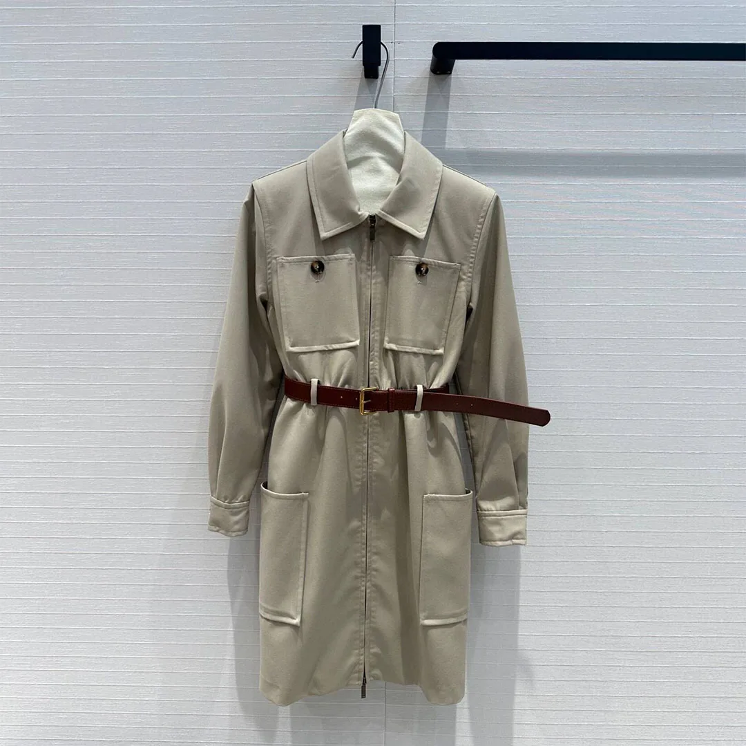 2024 Новое осеннее модное дизайнерское платье в стиле сафари женское с лацканами и