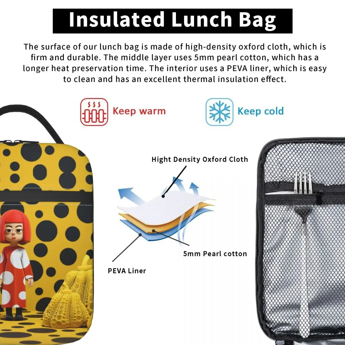 Yayoi Kusama изолированные сумки для обеда герметичные художественные абстрактные